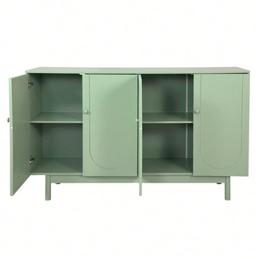 Stylish Storage Cabinet With Intaglio Doors, Adjustable Shelf, And Solid Wood Accents For Living Room, Bedroom, Or Kitchen