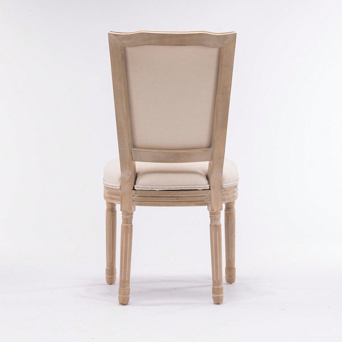 Elegant Set of 2 French Style Dining Chairs with Solid Wood Frame and Linen Upholstered Seat
