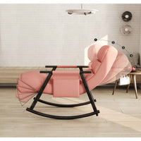 Adjustable Rocking Chair with Footrest Padded Lounge Chair High Back Soft Upholstered Glider for Living Room Bedroom Supports 300lbs