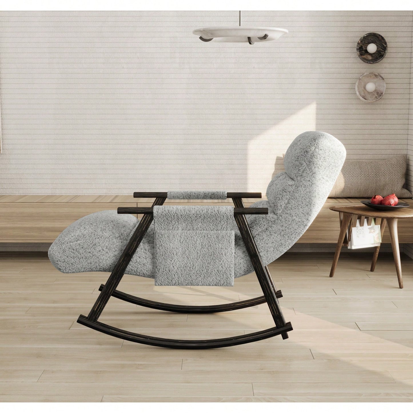 Adjustable Rocking Chair with Footrest Padded Lounge Chair High Back Soft Upholstered Glider for Living Room Bedroom Supports 300lbs