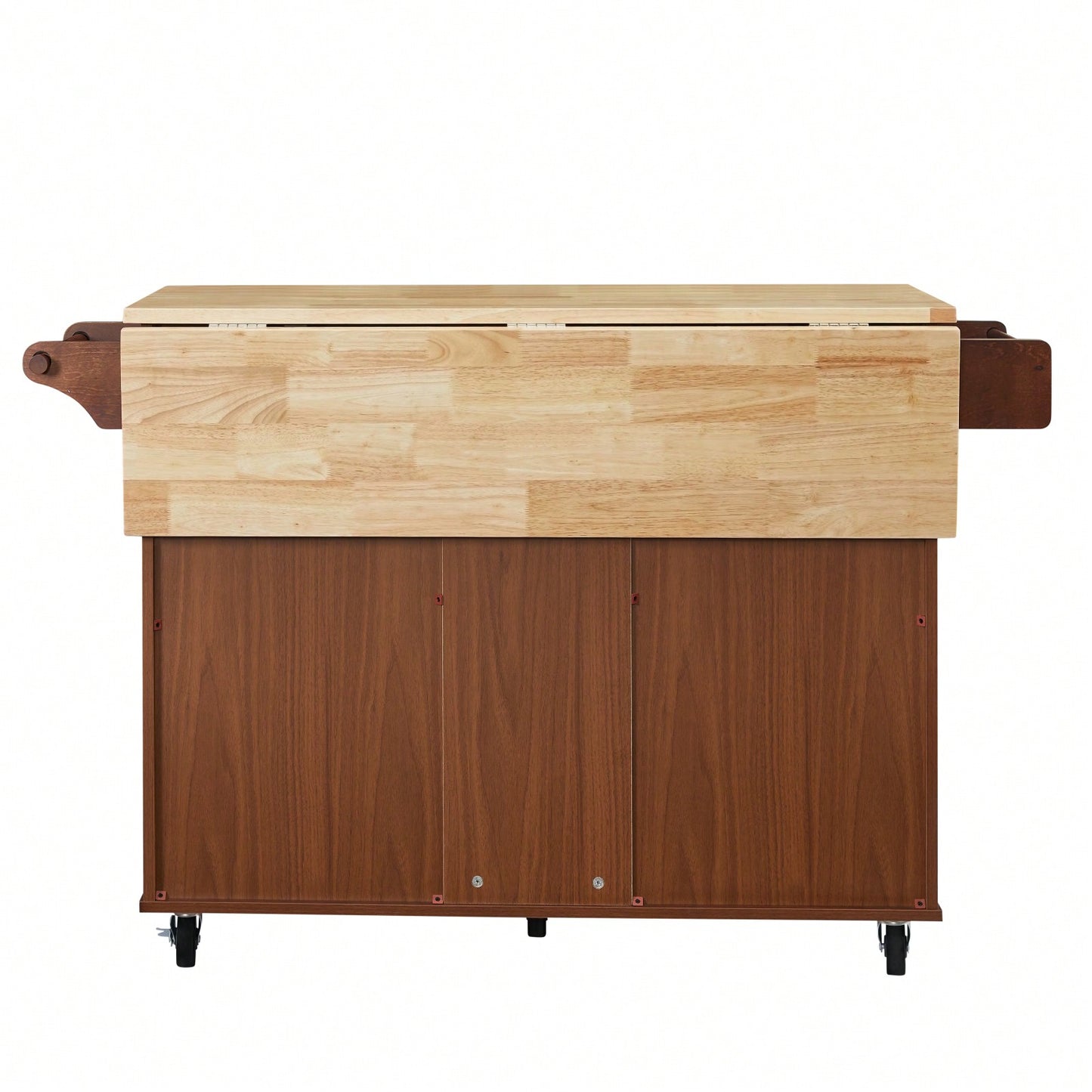 Mobile Kitchen Island Cart with Wood Top and Storage Drawers on Wheels for Small Spaces