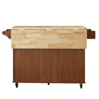 Mobile Kitchen Island Cart with Wood Top and Storage Drawers on Wheels for Small Spaces