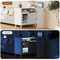 L-Shaped Corner Desk with Drawers and LED Lights Reversible Modern Workstation for Home Office 41 to 79 Inches