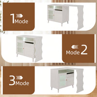 L-Shaped Corner Desk with Drawers and LED Lights Reversible Modern Workstation for Home Office 41 to 79 Inches