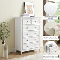 6 Drawer Dresser For Bedroom, Modern Farmhouse Storage Cabinet With Wood Top, Easy Glide Metal Rails, Anti-Tip Design