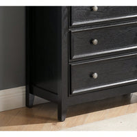 6 Drawer Dresser For Bedroom, Modern Farmhouse Storage Cabinet With Wood Top, Easy Glide Metal Rails, Anti-Tip Design