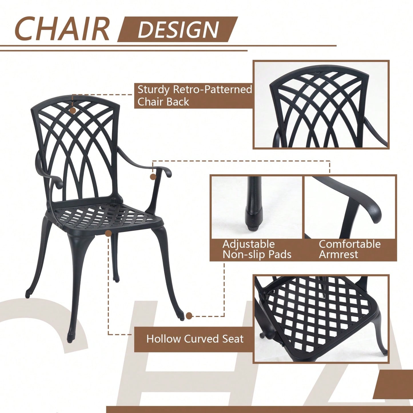 Stylish 3 Piece Cast Aluminum Bistro Set with Cushions for Outdoor Dining Umbrella Hole Ideal for Balcony Garden Lawn