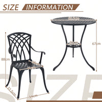 Stylish 3 Piece Cast Aluminum Bistro Set with Cushions for Outdoor Dining Umbrella Hole Ideal for Balcony Garden Lawn