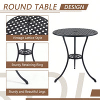 Stylish 3 Piece Cast Aluminum Bistro Set with Cushions for Outdoor Dining Umbrella Hole Ideal for Balcony Garden Lawn