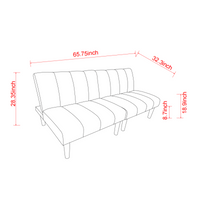 Multi-Position Convertible Corduroy Futon Sofa Bed with Wood Legs for Space Saving in Apartments and Studios