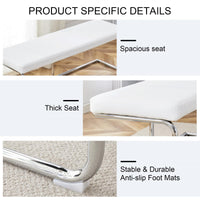 Stylish White Faux Leather Storage Bench with Silver Legs for Bedroom Entryway Living Room Easy Assembly