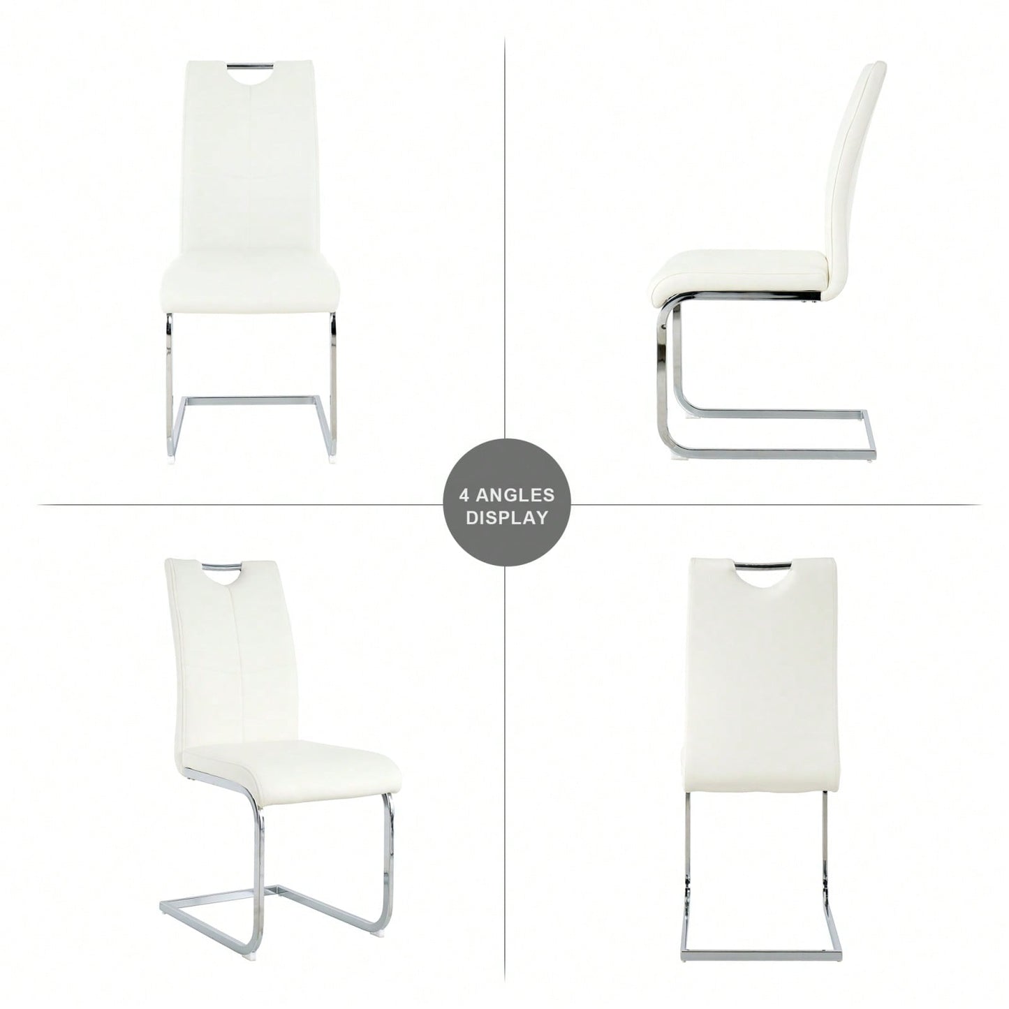 Stylish Set of 2 Upholstered Dining Chairs with Faux Leather Seat and Chrome Legs for Kitchen Living Room Bedroom