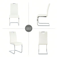 Stylish Set of 2 Upholstered Dining Chairs with Faux Leather Seat and Chrome Legs for Kitchen Living Room Bedroom