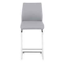 Light Grey Modern Bar Stools Set of 2 with Backrest and Footrest for Kitchen Island and Pub 39 Inch Height