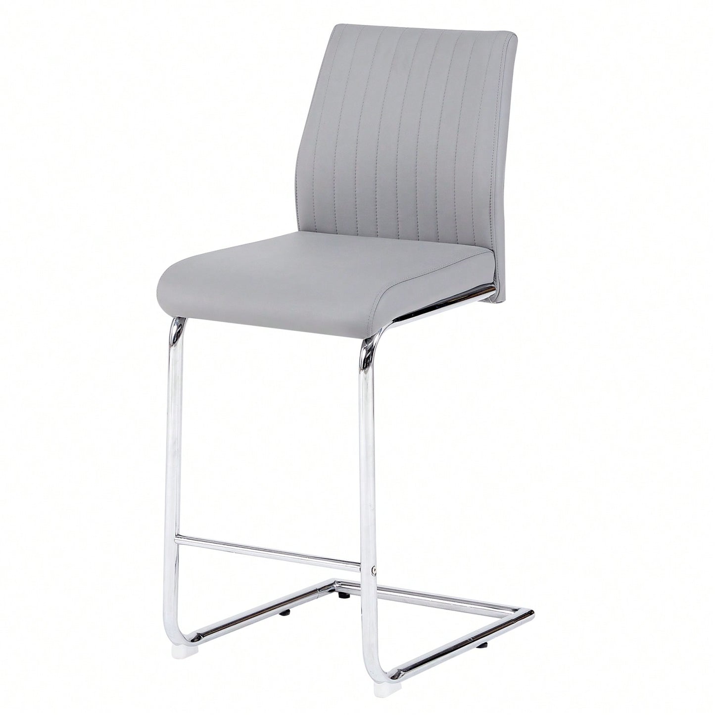 Light Grey Modern Bar Stools Set of 2 with Backrest and Footrest for Kitchen Island and Pub 39 Inch Height
