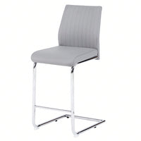 Light Grey Modern Bar Stools Set of 2 with Backrest and Footrest for Kitchen Island and Pub 39 Inch Height