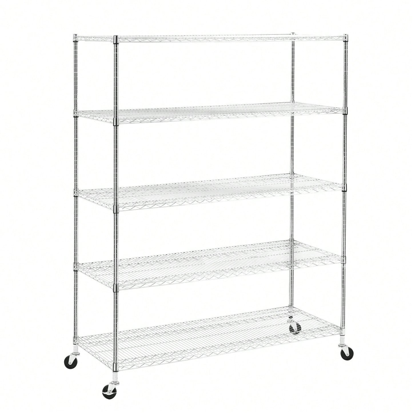 Heavy Duty 5-Tier Metal Storage Rack 300lb Per Shelf Adjustable Shelving with Wheels for Garage Kitchen Warehouse 59.45x24.02x71.65