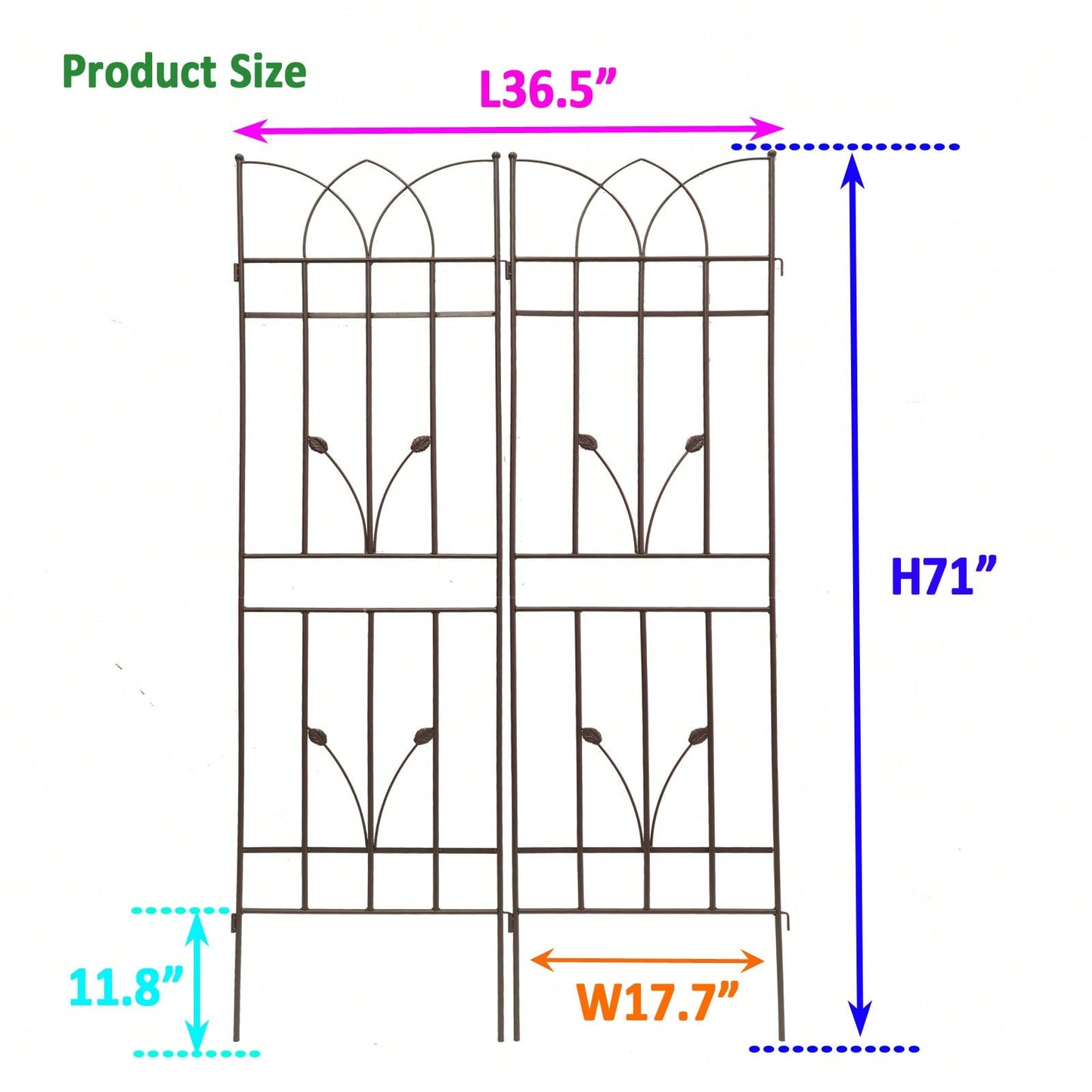 2 Pack Metal Garden Trellis 71" X 17.7" Rustproof Trellis For Climbing Plants Outdoor Flower Support