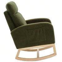 Ergonomic High Back Rocking Chair with Thick Cushioning and Side Pockets for Nursery Living Room Bedroom