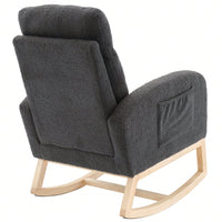 Ergonomic High Back Rocking Chair with Thick Cushioning and Side Pockets for Nursery Living Room Bedroom