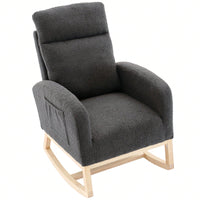 Ergonomic High Back Rocking Chair with Thick Cushioning and Side Pockets for Nursery Living Room Bedroom