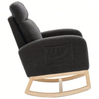 Ergonomic High Back Rocking Chair with Thick Cushioning and Side Pockets for Nursery Living Room Bedroom