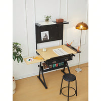 Ergonomic Adjustable Drafting Table with Magnetic Pegboard and Storage Drawers for Art and Design