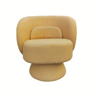 Yellow Swivel Sherpa Accent Chair with Pillows | Modern Barrel Chair for Living Room Bedroom or Office