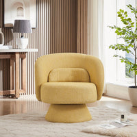 Yellow Swivel Sherpa Accent Chair with Pillows | Modern Barrel Chair for Living Room Bedroom or Office