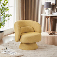 Yellow Swivel Sherpa Accent Chair with Pillows | Modern Barrel Chair for Living Room Bedroom or Office