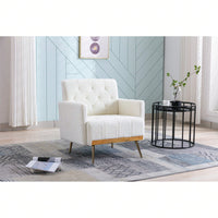 Stylish Modern Accent Chair with Metal Legs - Ergonomic Upholstered Sofa Chair for Living Room Bedroom Office