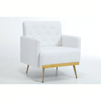 Stylish Modern Accent Chair with Metal Legs - Ergonomic Upholstered Sofa Chair for Living Room Bedroom Office