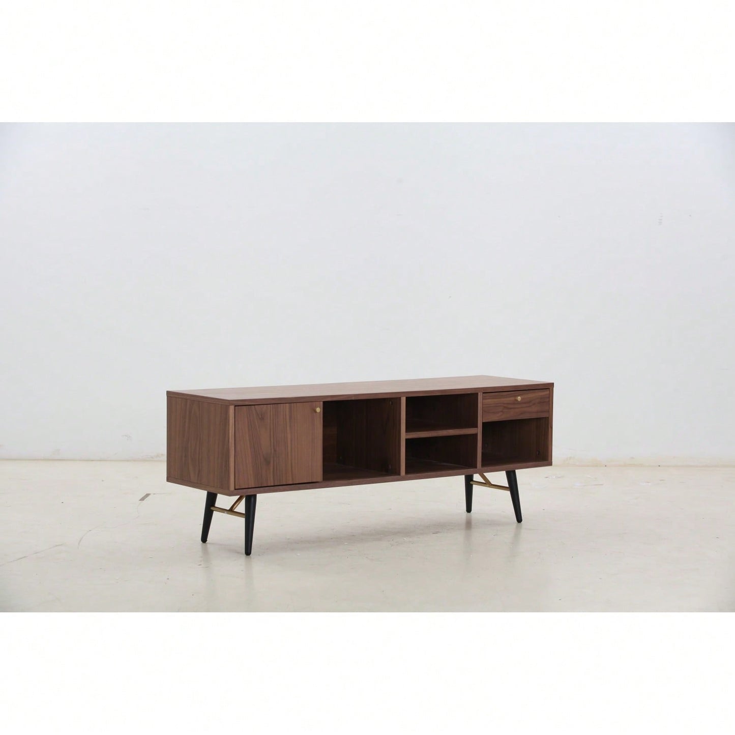 Mid-Century Modern TV Stand For TVs Up To 78 Inches, Low Profile Entertainment Center With Storage