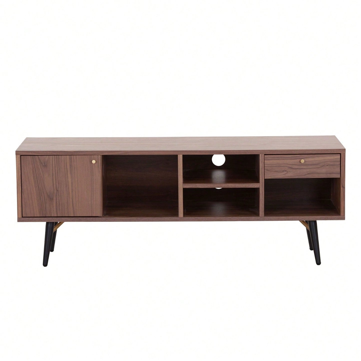 Mid-Century Modern TV Stand For TVs Up To 78 Inches, Low Profile Entertainment Center With Storage