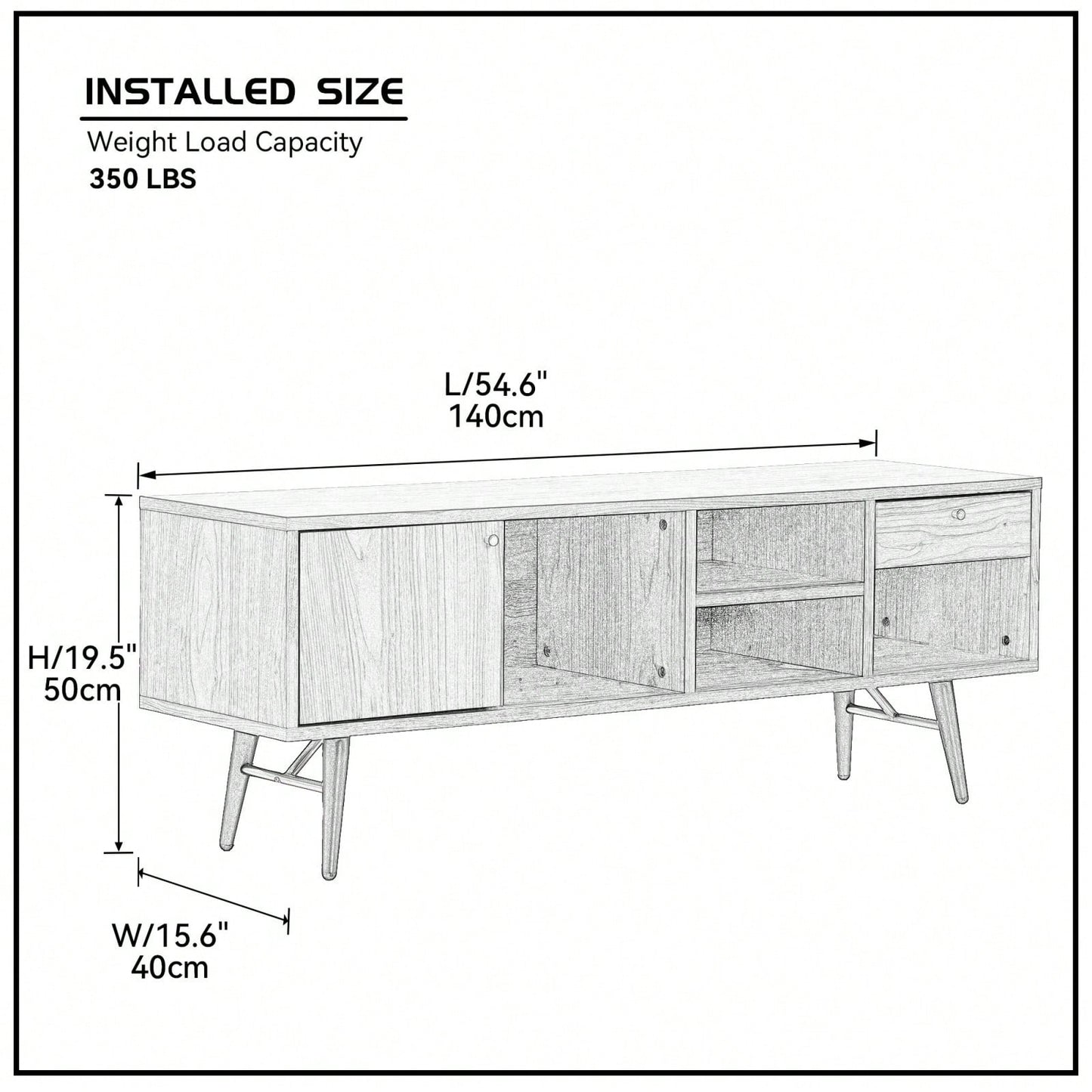 Mid-Century Modern TV Stand For TVs Up To 78 Inches, Low Profile Entertainment Center With Storage