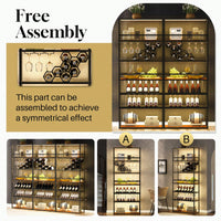 7-Tier LED Wine Rack Freestanding Floor Wine Storage - Industrial Wine Display Shelf & Glass Holder - Bar Cabinet For Kitchen, Dining Room