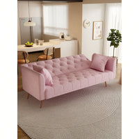 Versatile 71 Inch Convertible Velvet Sofa Bed with Adjustable Backrest for Small Spaces and Guest Rooms