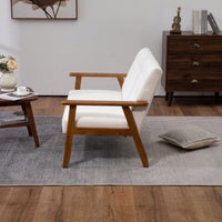 2-Seat Wood Armchair Living Room/Outdoor Lounge Chair Pu Leather Upholstered Loveseat Sofa