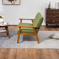 2-Seat Wood Armchair Living Room/Outdoor Lounge Chair Pu Leather Upholstered Loveseat Sofa