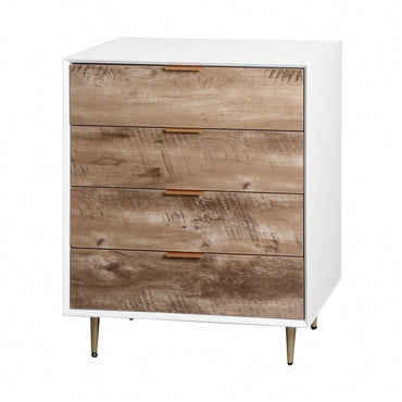 Modern Tall Dresser with 4 Drawers and Metal Legs Anti-Tip Design Spacious Storage for Bedroom and Living Room Water-Resistant Scratch-Proof