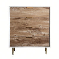 Modern Tall Dresser with 4 Drawers and Metal Legs Anti-Tip Design Spacious Storage for Bedroom and Living Room Water-Resistant Scratch-Proof