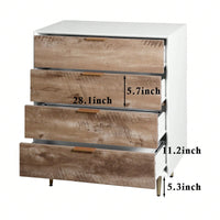 Modern Tall Dresser with 4 Drawers and Metal Legs Anti-Tip Design Spacious Storage for Bedroom and Living Room Water-Resistant Scratch-Proof