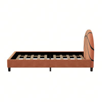 Sports-Themed Twin Platform Bed Frame for Kids and Teens Upholstered No Box Spring Required Easy Assembly Orange