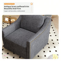 Ergonomic 360° Swivel Accent Chair Soft Cotton Linen Upholstered Armchair for Living Room Bedroom Office
