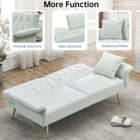 Versatile 3-in-1 Faux Leather Sofa Bed with Adjustable Armrests and Backrest for Small Spaces