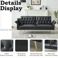 Versatile 3-in-1 Faux Leather Sofa Bed with Adjustable Armrests and Backrest for Small Spaces