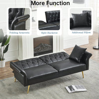 Versatile 3-in-1 Faux Leather Sofa Bed with Adjustable Armrests and Backrest for Small Spaces