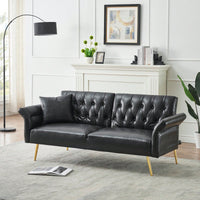 Versatile 3-in-1 Faux Leather Sofa Bed with Adjustable Armrests and Backrest for Small Spaces