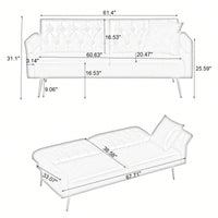 Versatile 3-in-1 Faux Leather Sofa Bed with Adjustable Armrests and Backrest for Small Spaces