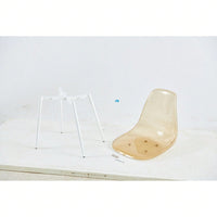 Transparent Yellow Plastic Dining Chairs Set of 4 with Metal Legs Minimalist Design Sturdy Easy Assembly 220 Lbs Capacity